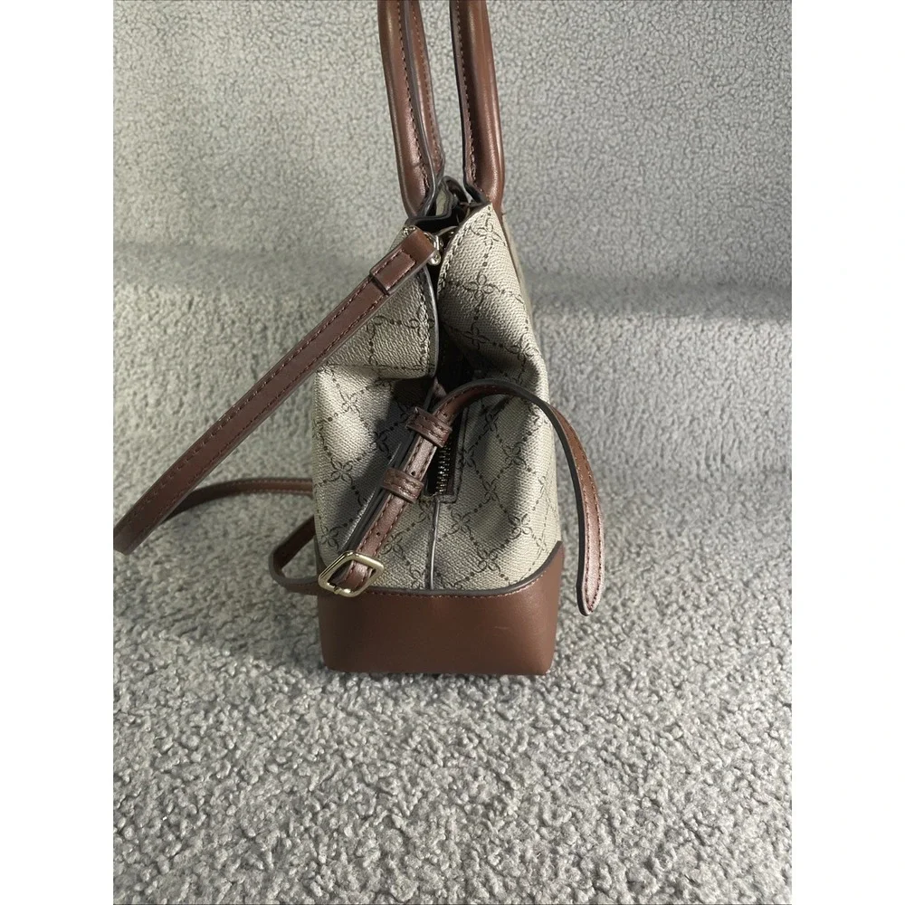 Nine West Purse Tote Satchel/ Taupe Faux Leather Shoulder Bag Handles‎